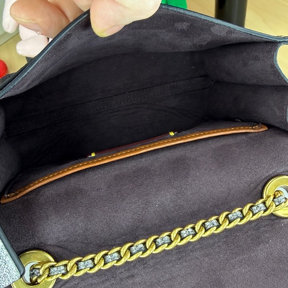 💥COACH - PARKER 18 IN SIGNATURE CANVAS WITH RIVETS AND SNAKESKIN DETAIL -45U583 - Picture 15 of 17